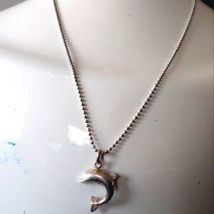 Elegant Silver Dolphin Pendant Necklace